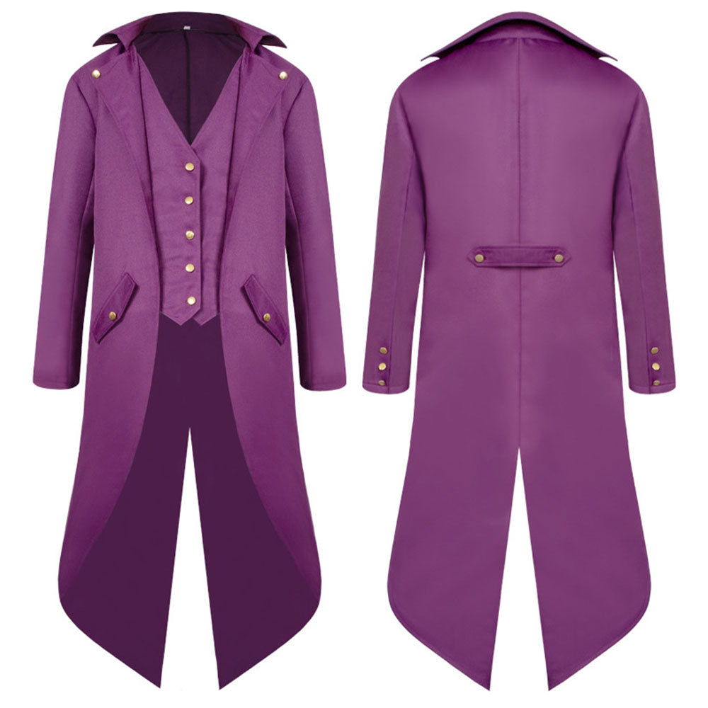 Halloween Costume Coat Middle Age Steampunk Vintage Unifrom Cosplay for Men and Kids