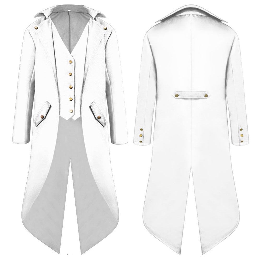 Halloween Costume Coat Middle Age Steampunk Vintage Unifrom Cosplay for Men and Kids