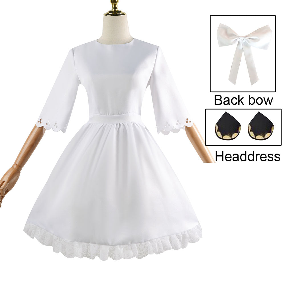 Spy x Family Costume Anya Forger White Cosplay Dress Costume with Accessories for Women and Kids