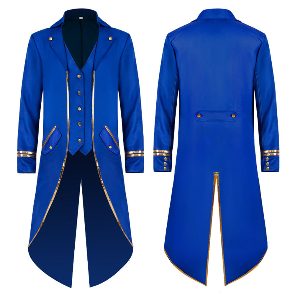 Halloween Costume Coat Middle Age Steampunk Silver Edge Vintage Unifrom Cosplay for Men