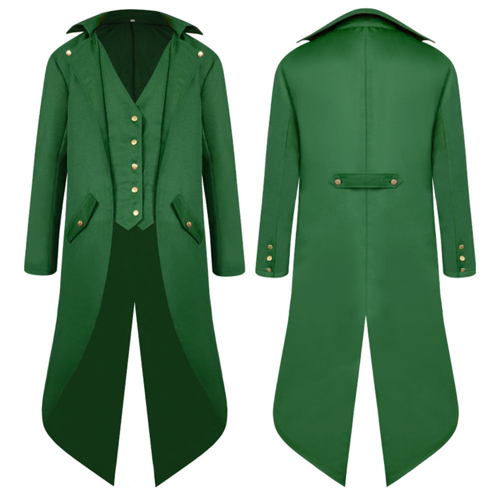 Halloween Costume Coat Middle Age Steampunk Vintage Unifrom Cosplay for Men and Kids