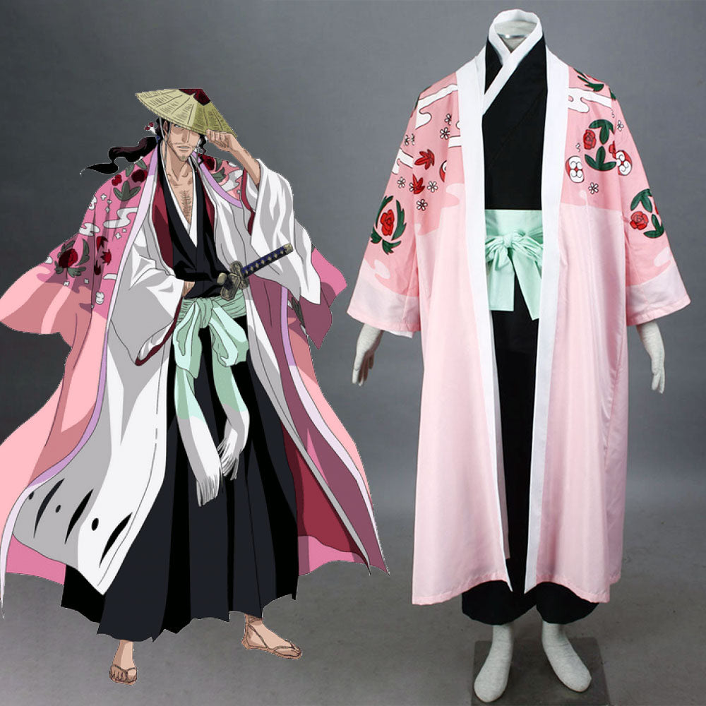 Bleach Costume Kyoraku Shunsui Cosplay Kimono Outfit 8th Division Captain Costume for Men and Kids
