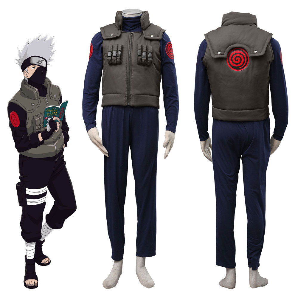 Men and Kids Naruto Costume Konoha Ninja Village Jonin Uniform Kakashi Cosplay Uniform