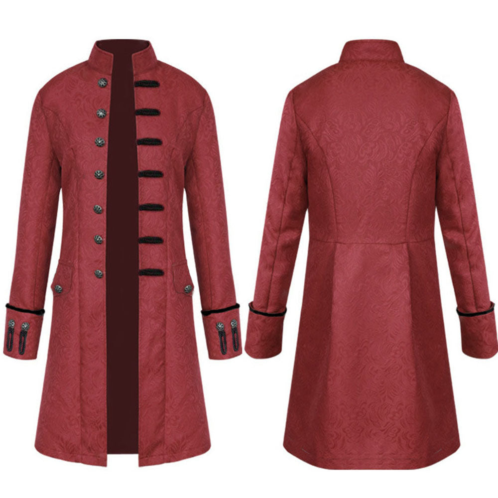 Halloween Costume Coat Middle Century Steam Punk Vintage Unifrom Cosplay for Men and Kids
