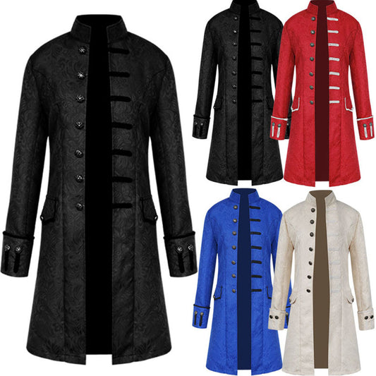 Halloween Costume Coat Middle Century Steam Punk Vintage Unifrom Cosplay for Men and Kids