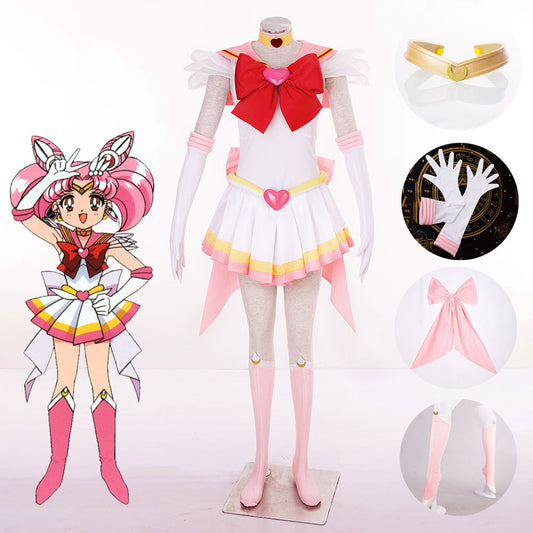 Women and Kids Sailor Moon Super S Costume Sailor Chibi Moon Cosplay with Accessories