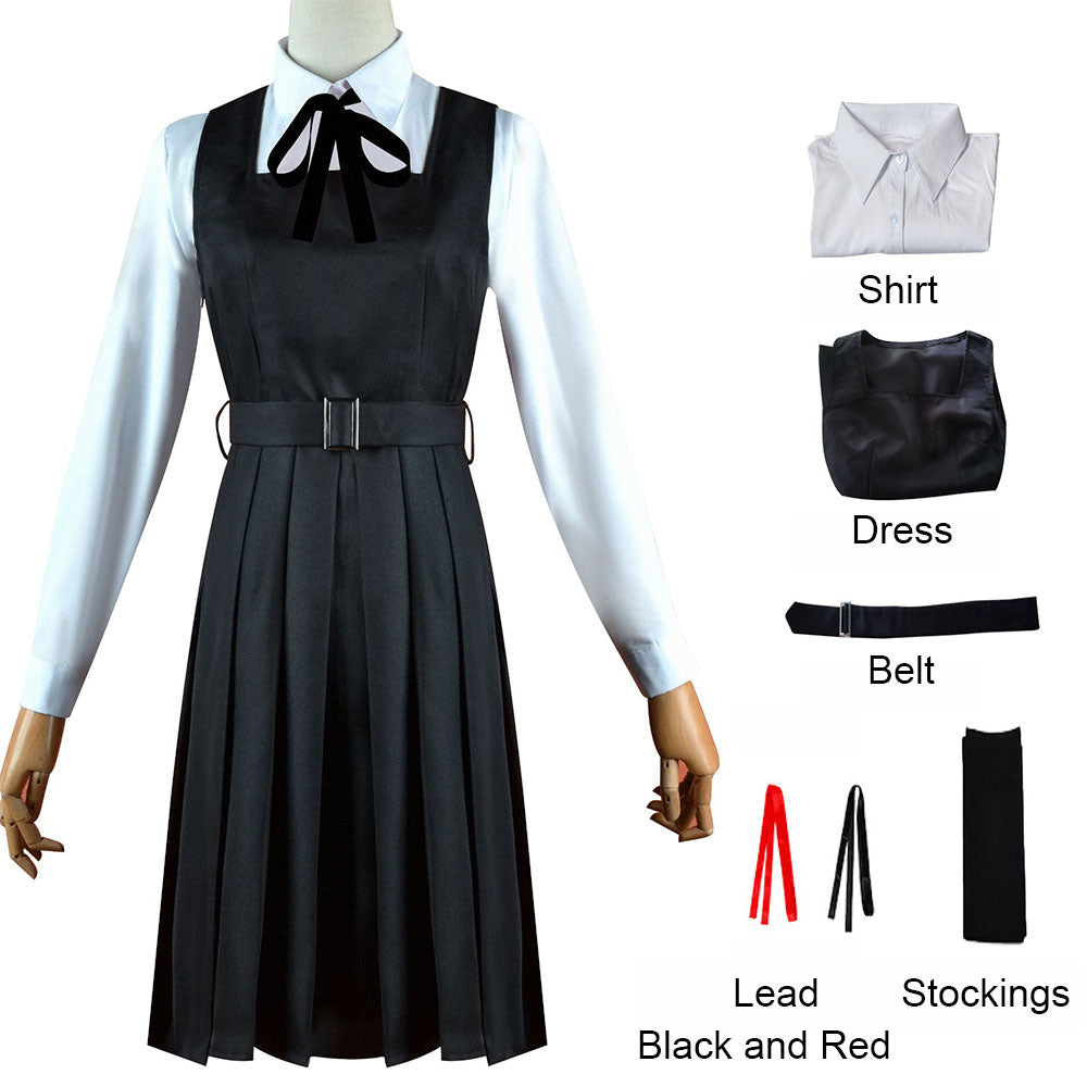 Chainsaw Man Costume Mitaka Asa Cosplay Dress with Accessories for Women