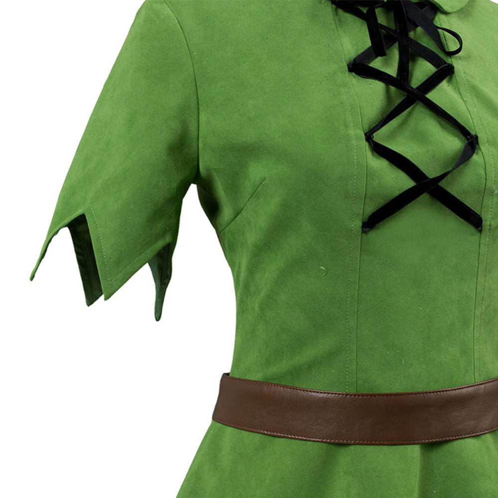 Peter Pan Costume Peter Pan Cosplay Green full outfit for Adults and Kids