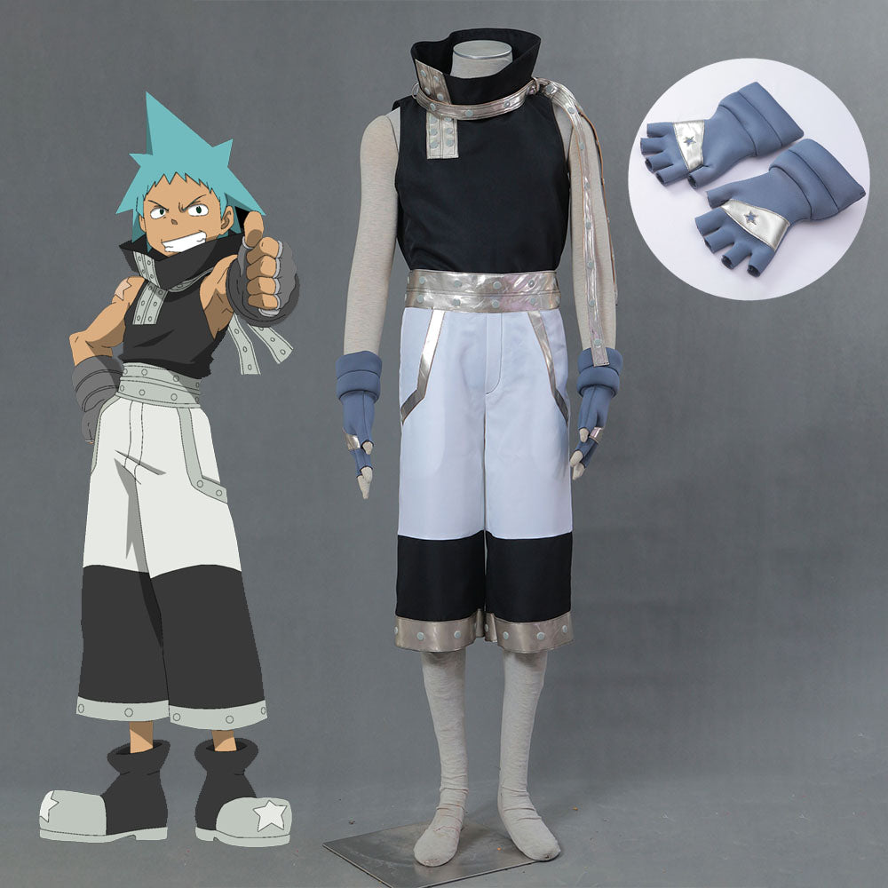 Men and Kids Soul Eater Costume The Black Star Cosplay full Set with Gloves