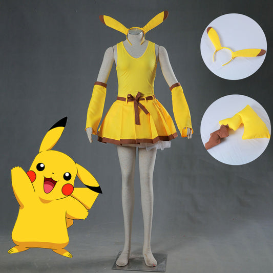 Pokemon Monster Pikachu Personification Cosplay Suit full Set for Women and Kids