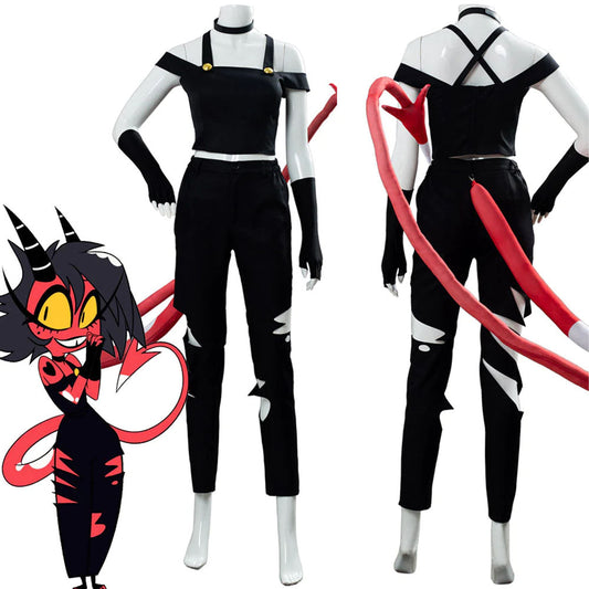 Hazbin Hotel Costume Vaggie Cosplay full Set with Tail Accessories for Women