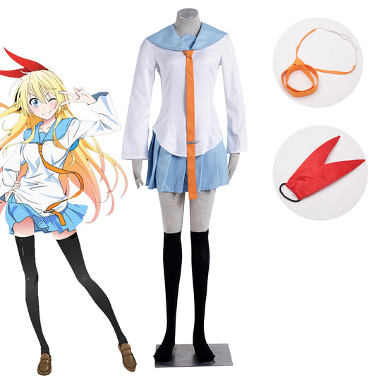 Nisekoi Costume Kirisaki Chitoge Cosplay Full Outfit with Accessories for Women and Kids