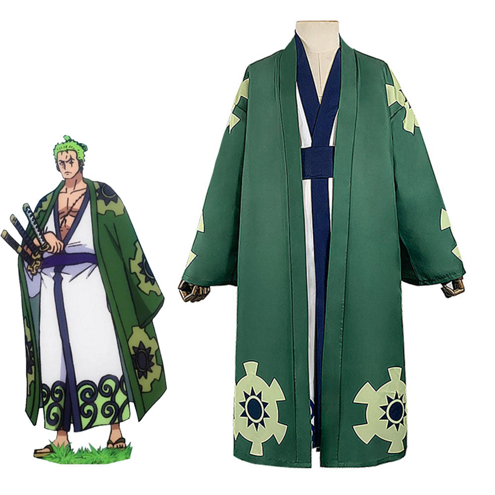 One Piece Wano Country Costumes Roronoa Zoro Luffy Trafalgar Law Cosplay Kimono Set For Men