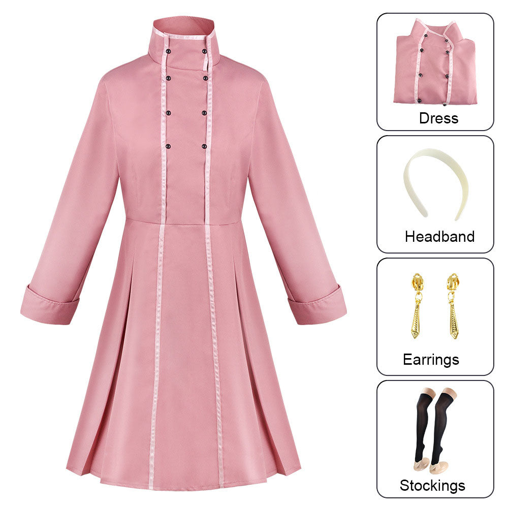 Spy x Family Costume Yor Briar Yor Forger Cosplay Pink Dress with Accessories for Women and Kids
