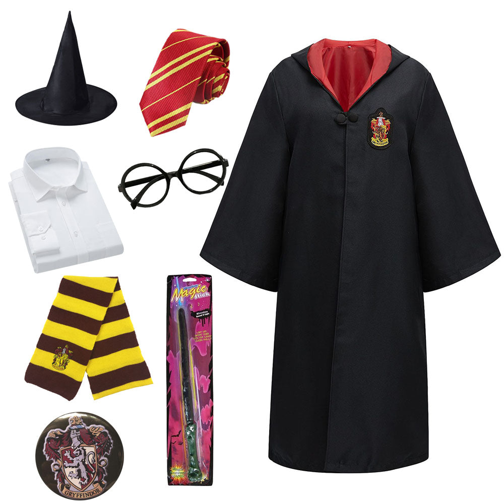 8PCS Kids And Adults Harry Potter Cosplay Costume Cloak Hat Scarf Shirt With Accessories