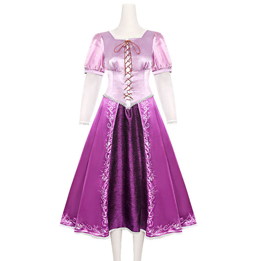 Tangled Costumes Princess Rapunzel Cosplay Light Purple Dress for Women and Kids