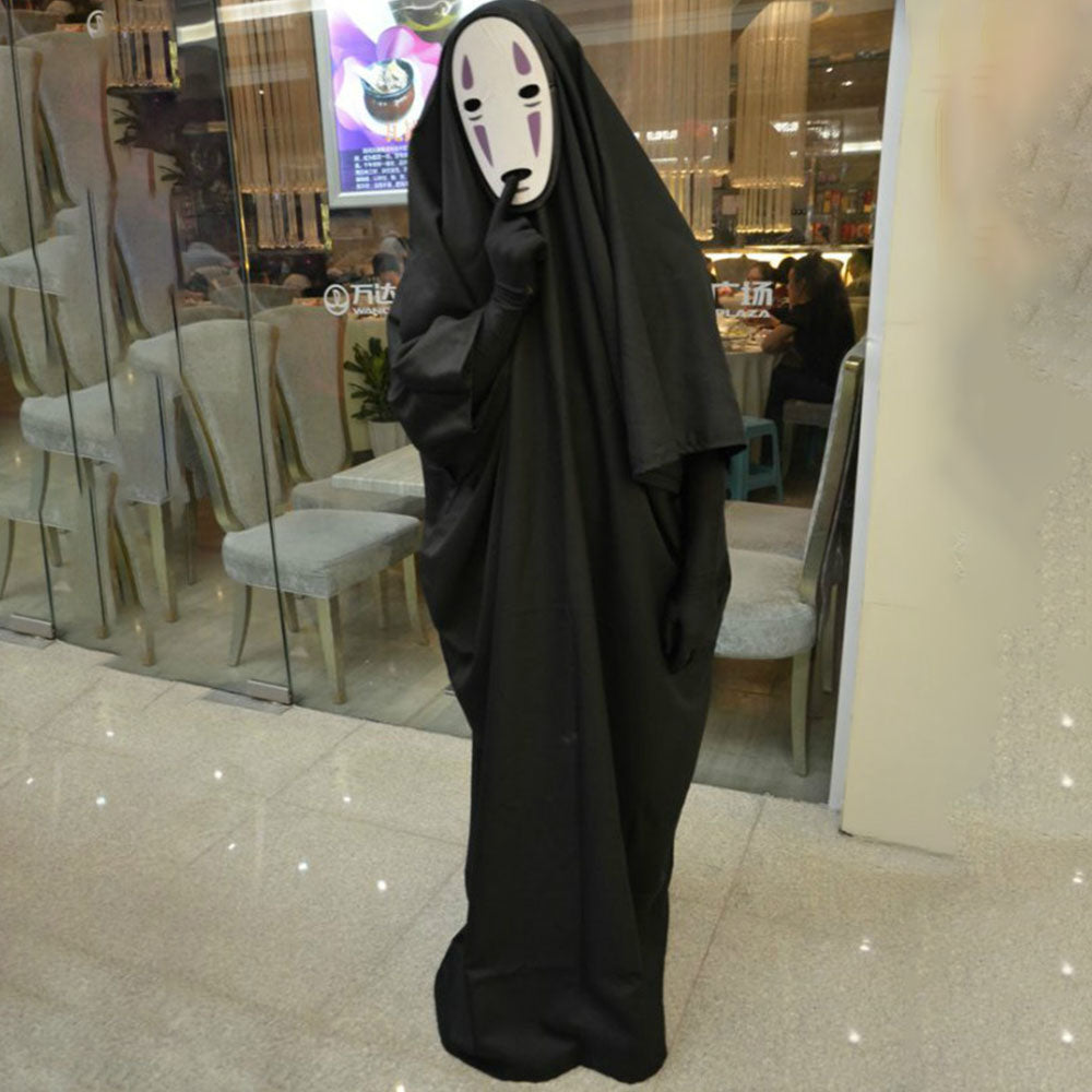 Spirited Away Costume Kaonashi Cosplay Suit with Mask for Adults and Kids