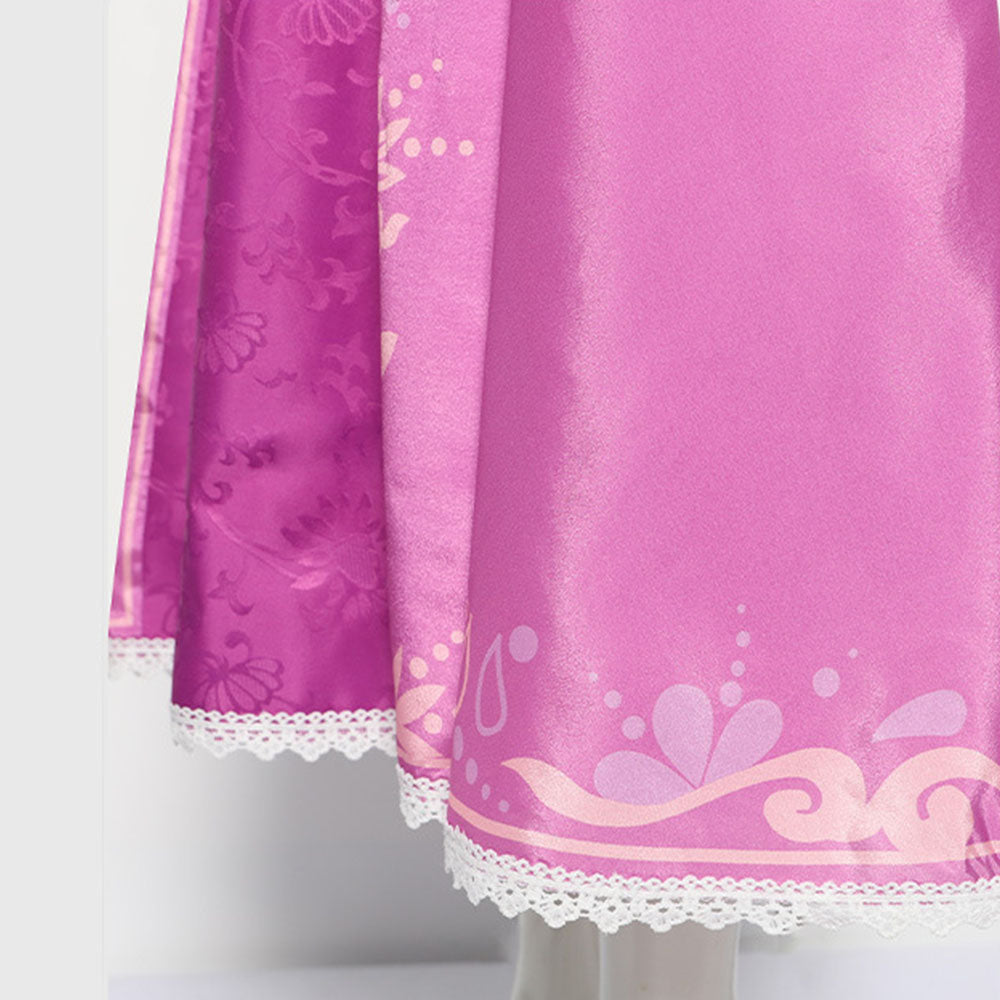Tangled Costumes Princess Rapunzel Cosplay Pink Dress for Women and Kids