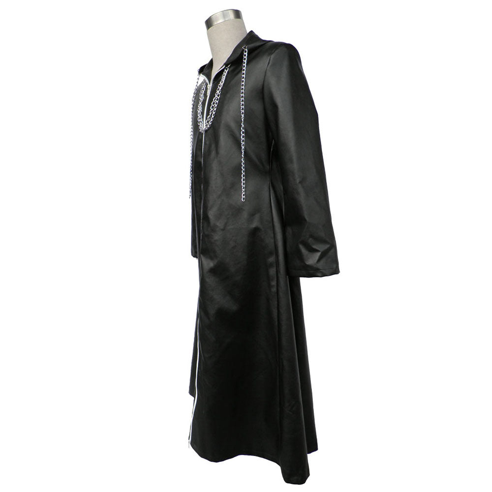 Kingdom Hearts Costume Organization XIII Cosplay Cloak Black Leather Robe for Men and Kids