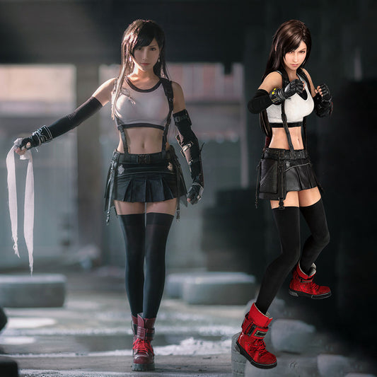 Final Fantasy 7 Costume Tifa Lockhart Cosplay 100% Remastered Full Outfit for Women and Kids