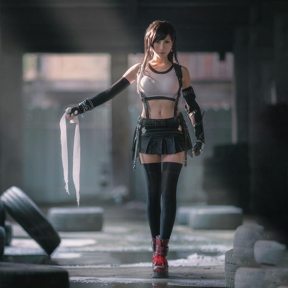 Final Fantasy 7 Costume Tifa Lockhart Cosplay 100% Remastered Full Outfit for Women and Kids