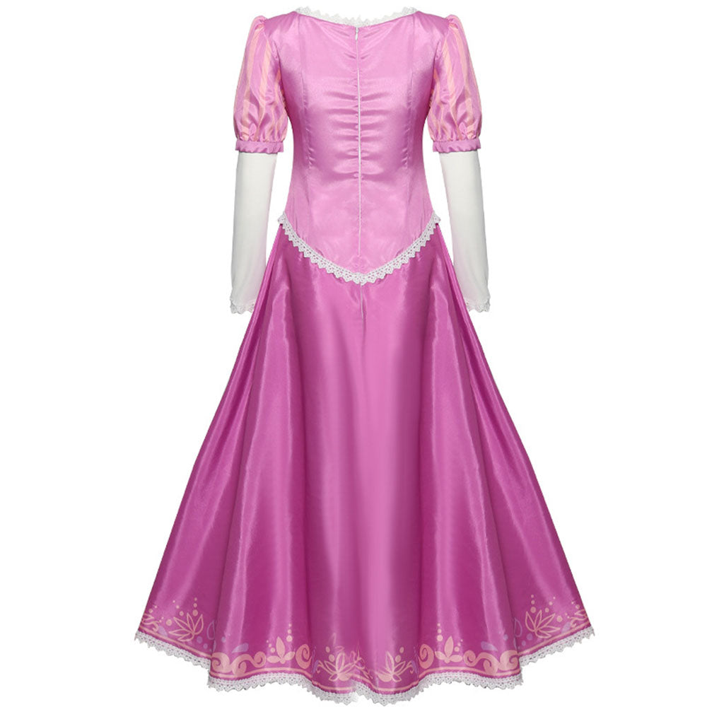 Tangled Costumes Princess Rapunzel Cosplay Pink Dress for Women and Kids