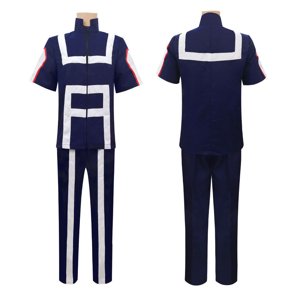 Anime My Hero Academia Costume Todoroki Shoto Training/Gym Cosplay Outfit with Wig