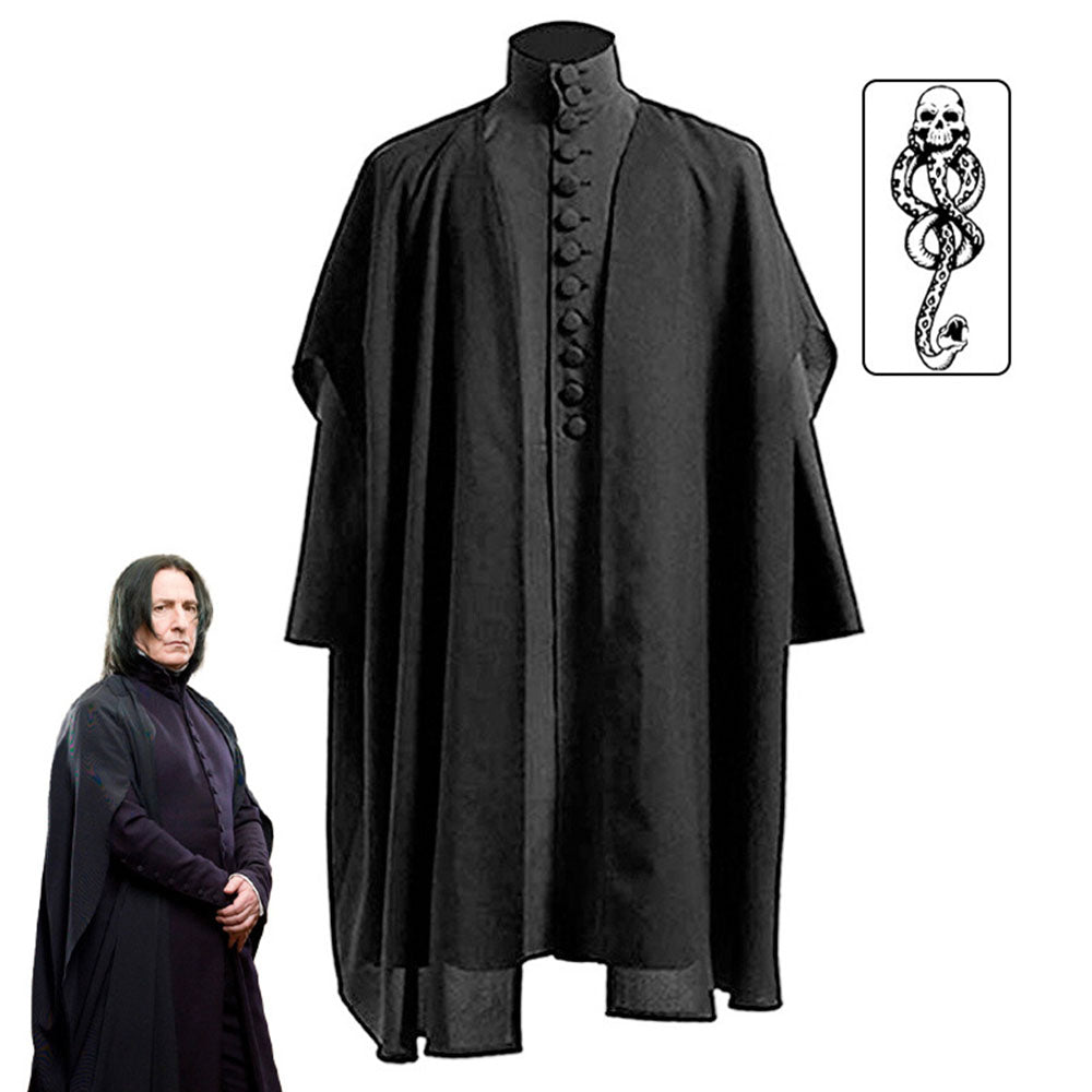 Harry Potter Costume Severus Snape Cosplay Black Full Outfit for Men