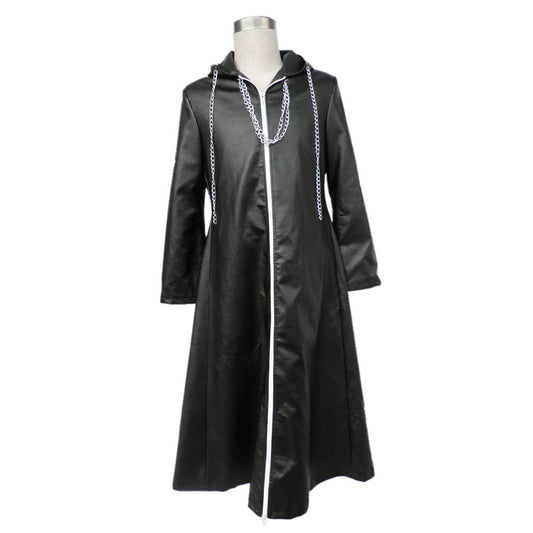 Kingdom Hearts Costume Organization XIII Cosplay Cloak Black Leather Robe for Men and Kids