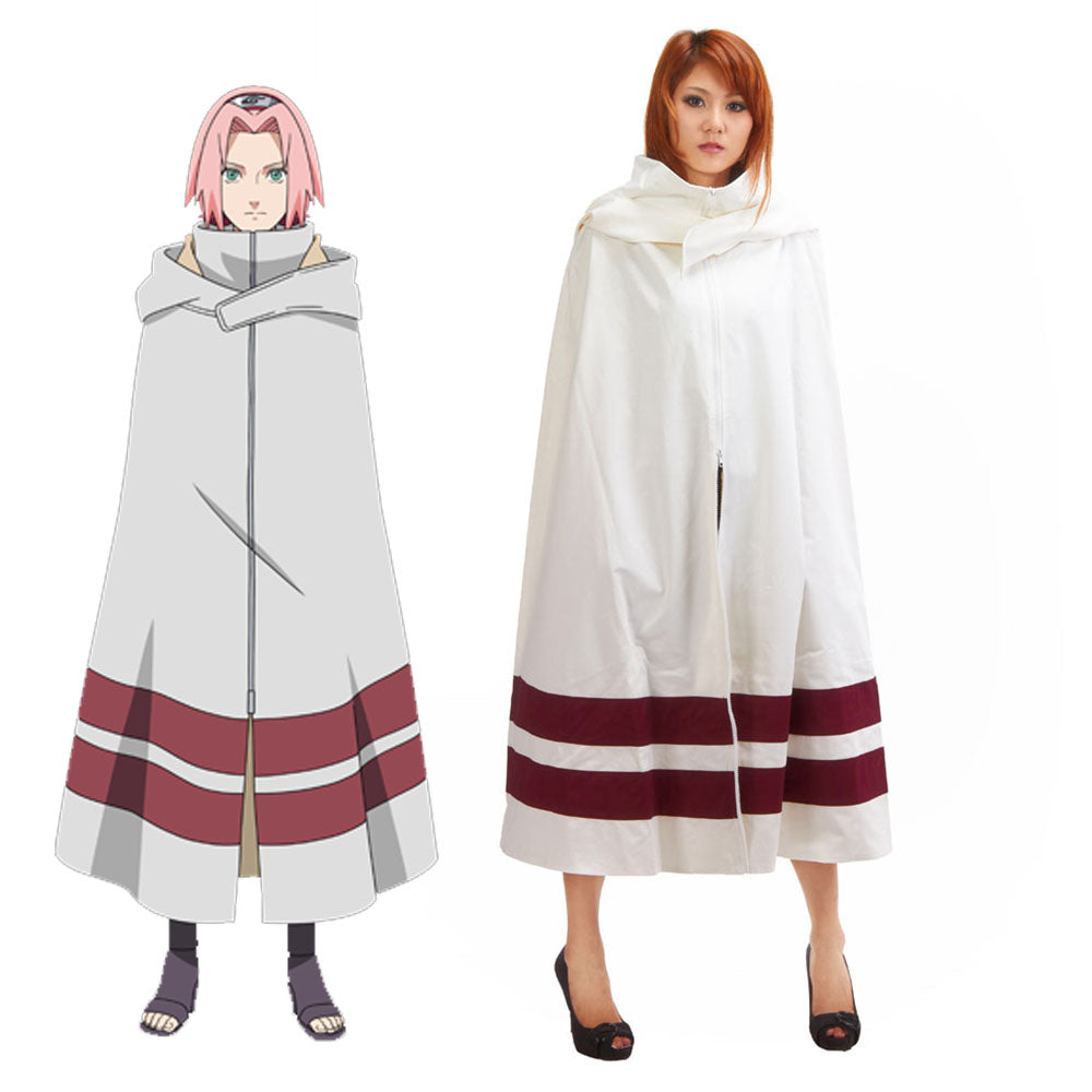 Naruto Costume Konohagakure Ninja Robe White Cloak Cosplay for Adults and Kids