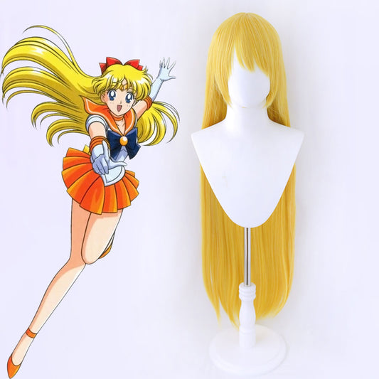 Anime Sailor Moon Sailor venus Aino Minago Cosplay Wig Heat Resistant Sythentic Hair