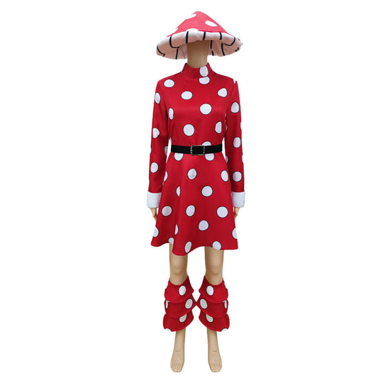 Anime My Hero Academia Komori Kinoko Cosplay Red Costume with Hat for Women and Kids