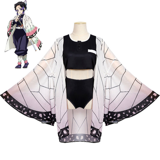 Demon Slayer Kimetsu no Yaiba Costume Kochou Shinobu Cosplay Swimsuit for Women