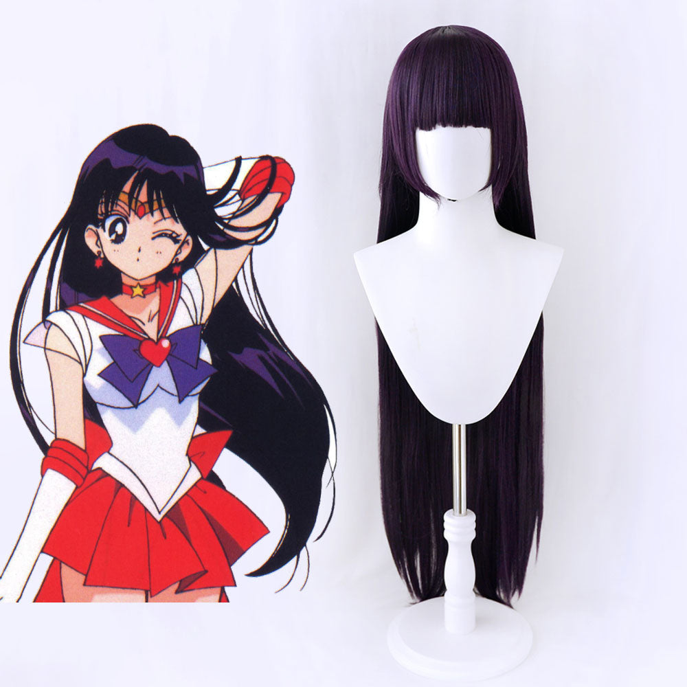 Anime Sailor Moon Sailor mars Heino Rei Cosplay Wig Heat Resistant Sythentic Hair