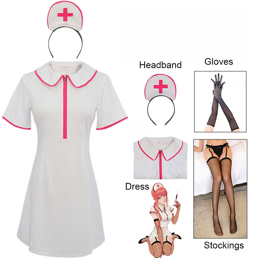 Chainsaw Man Costume Makima Cosplay Nurse Suit with Accessories for Women
