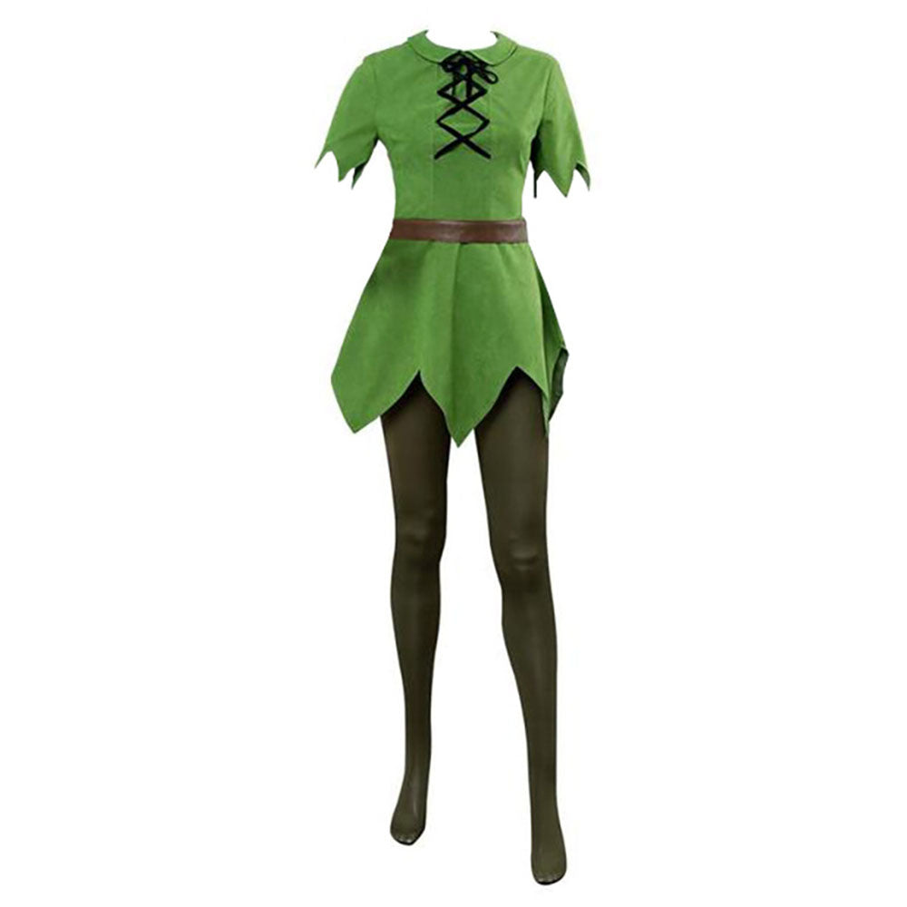 Peter Pan Costume Peter Pan Cosplay Green full outfit for Adults and Kids
