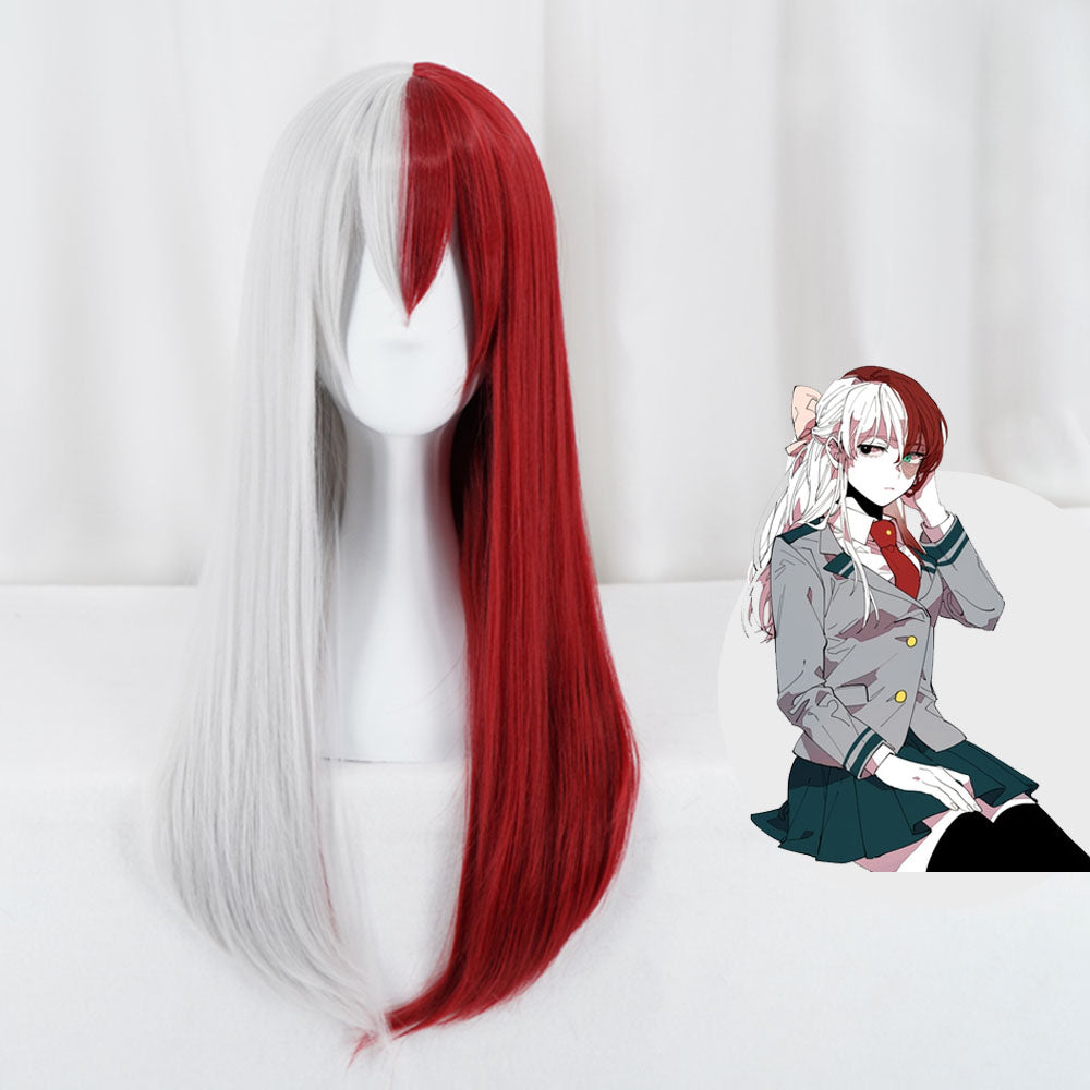 Anime My Hero Academia Todoroki Shoto Girl Cosplay Wig Heat Resistant Sythentic Hair