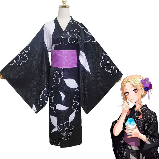 My Dress-up Darling Costume Kitagawa Marin Black Kimono Cosplay for Women