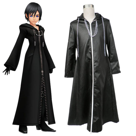 Kingdom Hearts Costume Organization XIII Cosplay Cloak Black Leather Robe for Men and Kids