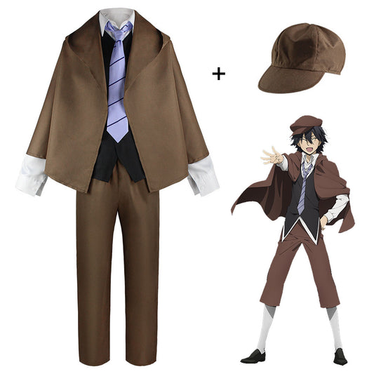 Bungou Stray Dogs Costume Rampo Edogawa Cosplay full Outfit with Hat for Men