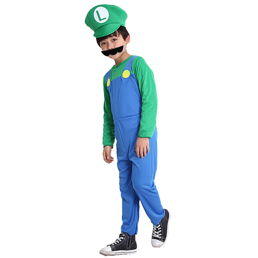 Super Mario Costume Super Mario Cosplay Overalls full outfit with Accessories for Adults and Kids