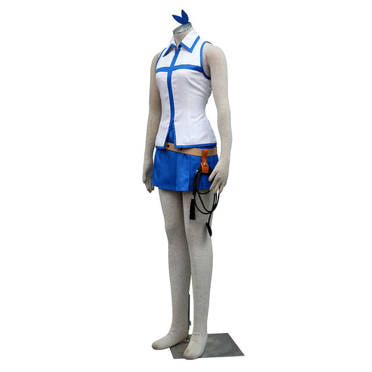 Fairy Tail Costume Lucy Heartfilia Normal Uniform Cosplay Set with Eridanus for Women and Kids