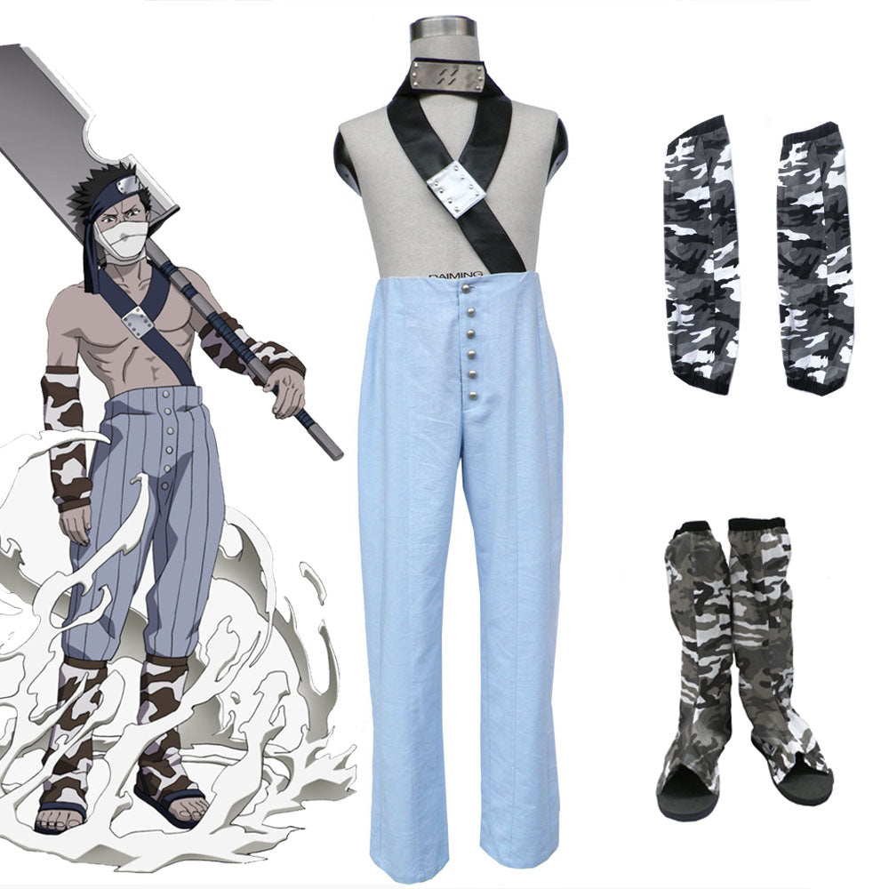 Naruto Costume Momochi Zabuza Shirtless Cosplay full Outfit With Shoes for Men and Kids