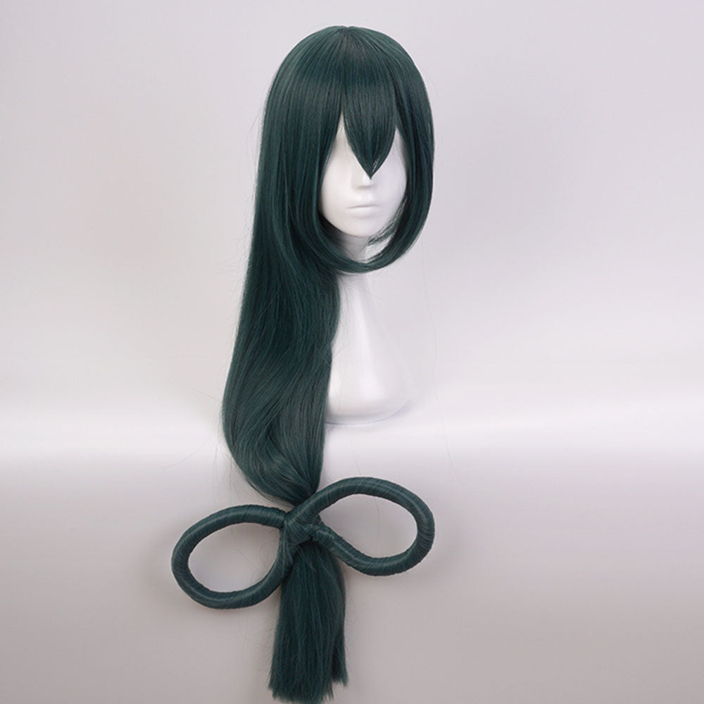 Anime My Hero Academia Costume Asui Tsuyu Training/Gym Cosplay Outfit with Wig