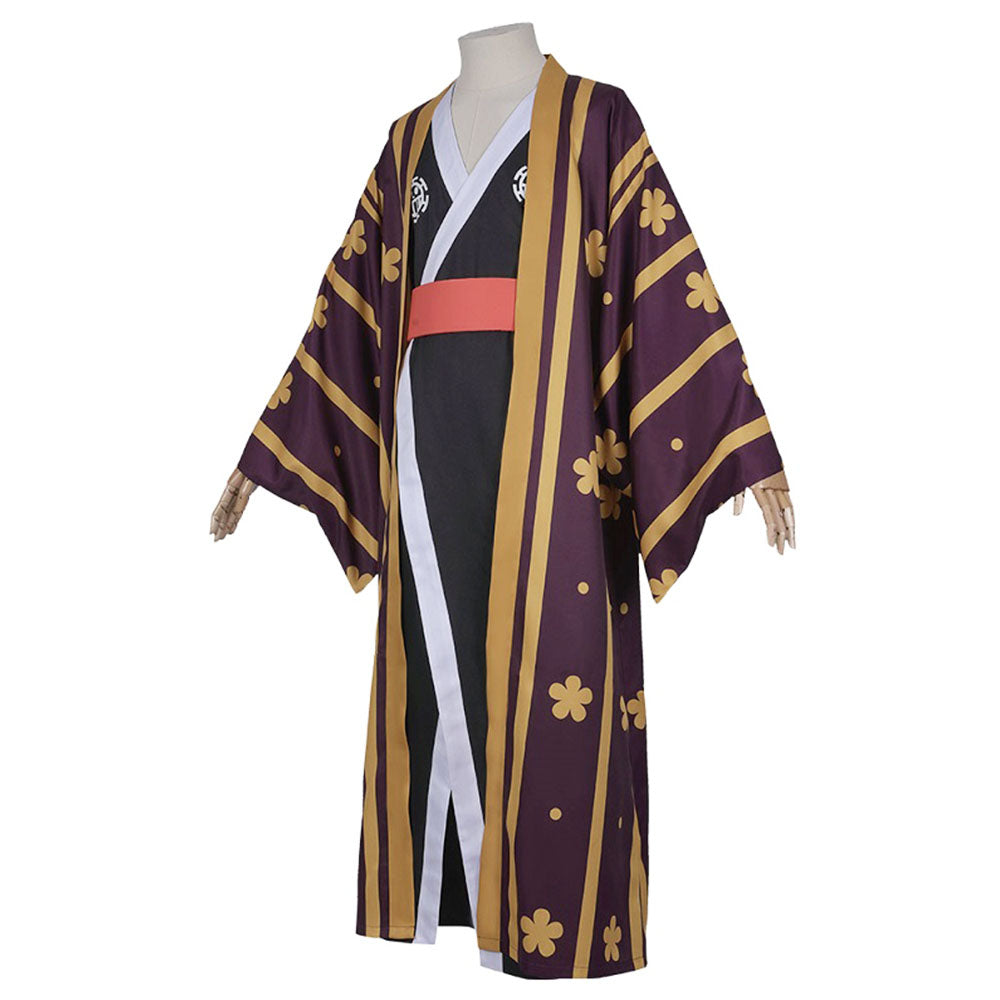 One Piece Wano Country Costumes Trafalgar Law Wanokuni Cosplay Kimono Set For Men