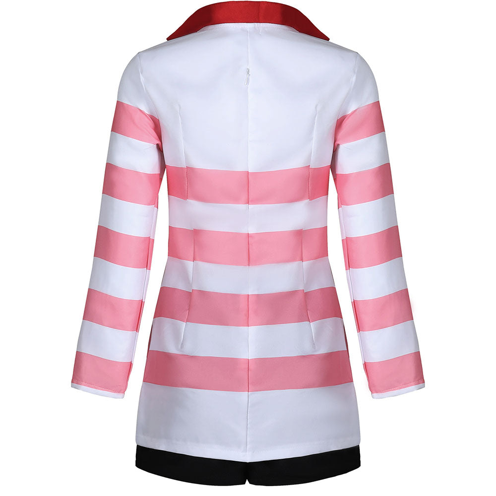 Hazbin Hotel Costume Angel Dust Cosplay full Set Pink Stripe Dress with Accessories