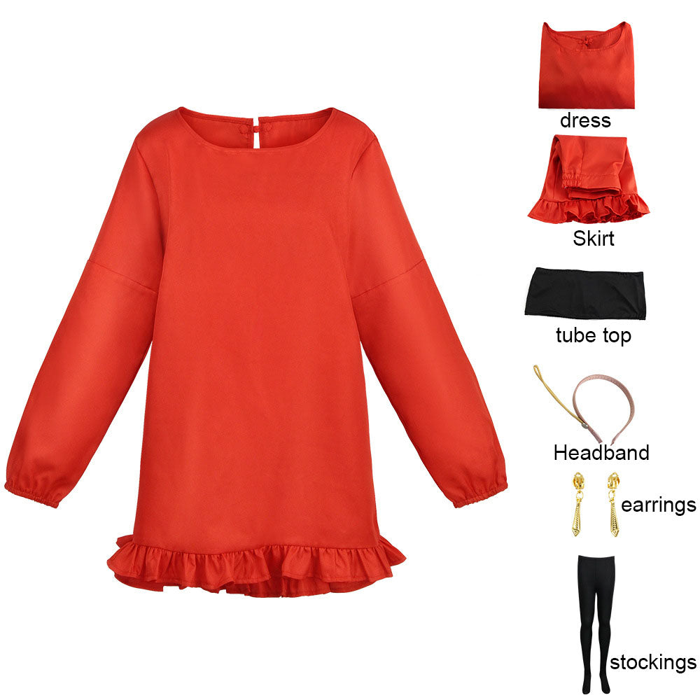 Spy x Family Costume Yor Briar Yor Forger Cosplay Red Suits with Accessories for Women and Kids