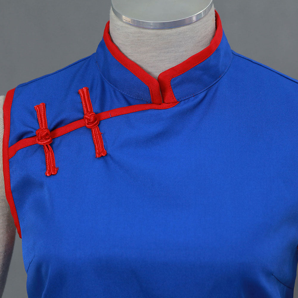 Dragon Ball Costume Chichi Before Marriage Blue Cosplay Suit with Accessories for Women and Kids