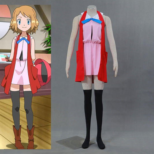 Pokemon Monster X/Y Costume Serena Cosplay full Set with Stockings for Women and Kids