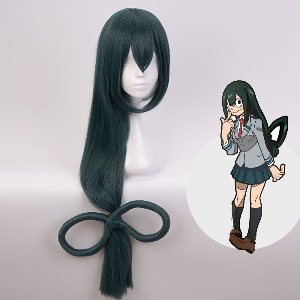 Anime My Hero Academia Asui Tsuyu Cosplay Wig Heat Resistant Sythentic Hair